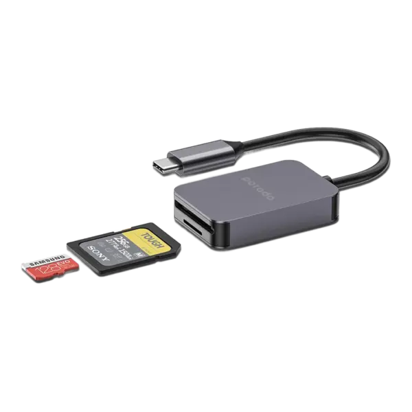 Porodo ۲in۱ USB-C Card Reader SD/MicroSD رم ریدر USB-C — نمای اصلی محصول